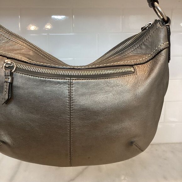 Coach Soho Hobo Pleated Graphite Metallic Leather Shoulder Bag - Picture 6 of 15
